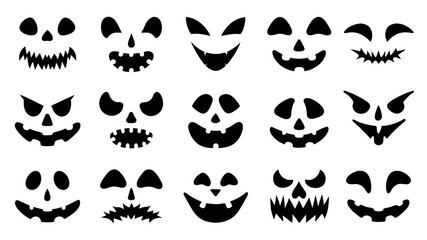 Set of Halloween scary pumpkins cut