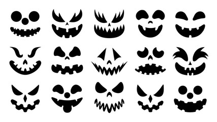 Fototapeta premium Set of Halloween scary pumpkins cut