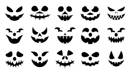 Fototapeta premium Set of Halloween scary pumpkins cut