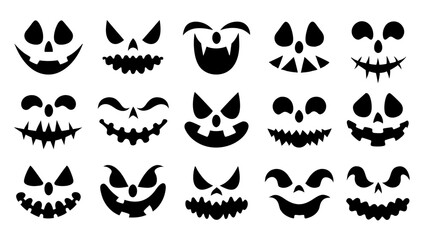 Set of Halloween scary pumpkins cut