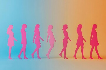 Pink Female Silhouettes Journey Background