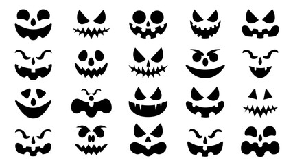 Set of Halloween scary pumpkins cut