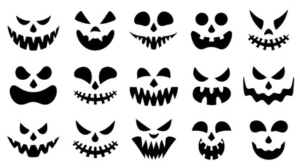 Set of Halloween scary pumpkins cut