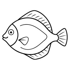 Flounder in a Single Stroke Vector Illustration