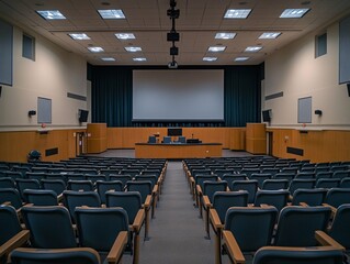 Lecture hall unoccupied a glimpse into educational spaces university campus photography modern environment wide-angle view