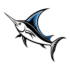 Illustration of a marlin fish for fishing sport and marine life enthusiasts ocean predator with sword nose isolated on transparent background