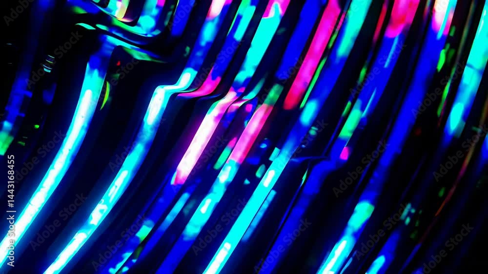 Poster illuminated light waves form an abstract dynamic composition in vibrant colors.