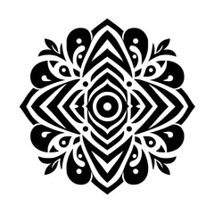 Geometric Black and White Mandala, Ornamental, Decorative Design Element
