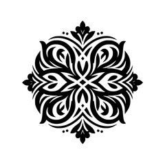 Elegant Black & White Mandala Design, Decorative Floral Pattern