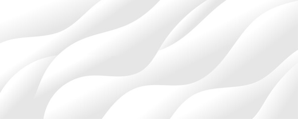 Obraz premium Abstract white luxurious paper waves background. White and light gray gradient texture wave curve lines modern banner design.