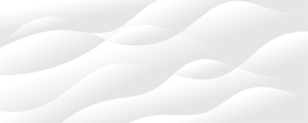 Abstract white luxurious paper waves background. White and light gray gradient texture wave curve lines modern banner design.