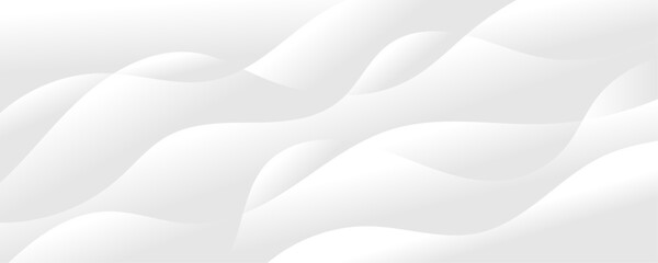 Abstract white luxurious paper waves background. White and light gray gradient texture wave curve lines modern banner design.