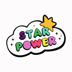 unicorn hoof print with tiny stars, slogan  Star Power