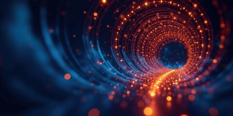 Obraz premium Abstract swirling vortex of vibrant cosmic energy, illuminated by a radiant pathway of glittering particles