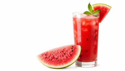 Watermelon juice in glass with slice