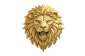Obraz premium Majestic Golden Lion Head Sculpture 3D Render of a Regal Animal