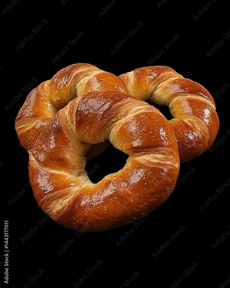 Poster golden glazed croissant rings against a dark backdrop creating a visually appealing and appetizing c