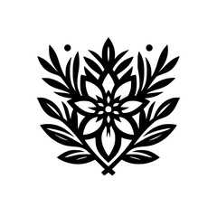 Elegant Floral Mandala in Black & White: Decorative Design Element