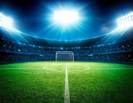 textured soccer game field with neon fog - center, midfield. Empty soccer stadium with spotl.jpg