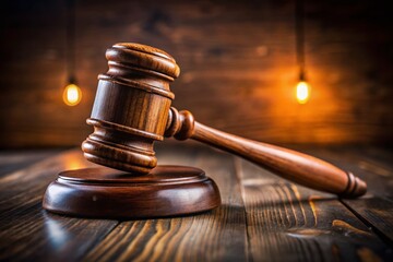 Wooden Gavel in Courtroom: Law, Justice, Legal, Verdict, Judgment