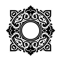 Elegant Black & White Ornamental Mandala Design, Vector Illustration