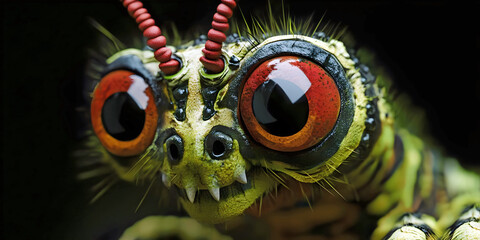 Close-up of a Colorful Insect, ai generated.