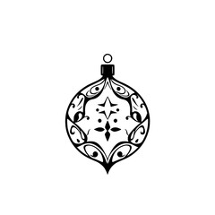 Fototapeta premium Decorative Christmas Ornament Silhouette, Black and White Vector Design