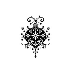 Elegant Black and White Christmas Ornament Vector Illustration