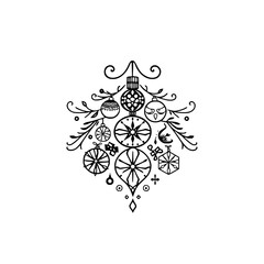 Festive Ornament Illustration: Hand-Drawn Christmas Decoration