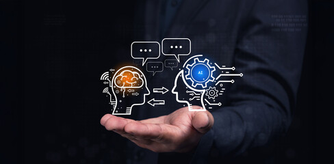 Innovative ai and human interaction digital workspace professional technology concept