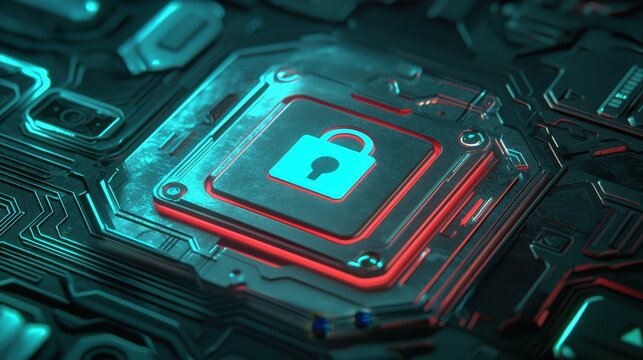 Computer chip locked down, a visual representation of cybersecurity and data protection