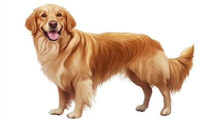 Obraz premium Happy Golden Retriever Dog Portrait On A White Background