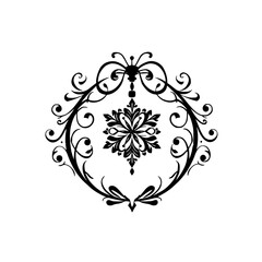 Ornate Black & White Floral Frame Design Element