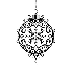 Fototapeta premium Elegant Black & White Christmas Ornament Vector Illustration