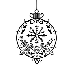 Fototapeta premium Ornate Black and White Christmas Ornament Illustration