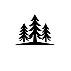 Minimalist Black Forest Trees Icon on White Background