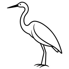 Graceful Heron Silhouette in Line Art
