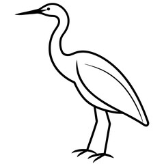 Graceful Heron Silhouette in Line Art
