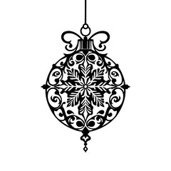 Ornate Black & White Christmas Ornament Vector