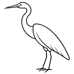 Graceful Heron Silhouette in Line Art