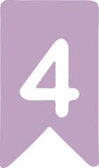 vector illustration of a number 4 pennant
