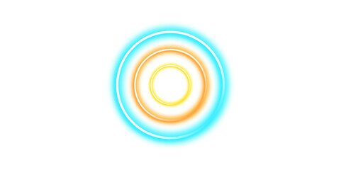 Transparent neon circle symbol. Vector orange and blue light effect background of swirling texture. Creative Illustration Logo Design. Abstract Hub Digital Technology Concept. vector background. 
