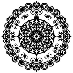 Intricate Black & White Mandala Ornament Design