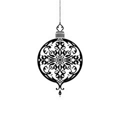 Black and White Ornamental Christmas Bauble: Elegant Holiday Design
