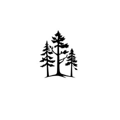 Silhouette Pine Trees: Minimalist Black & White Nature Illustration