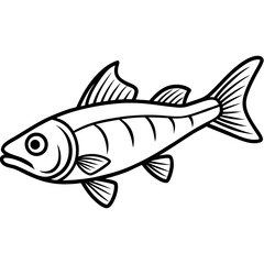 Minimalist Lanternfish Vector Line Art