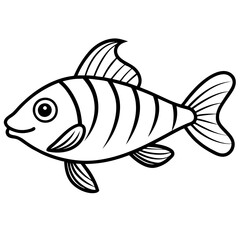 Minimalist Lanternfish Vector Line Art