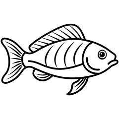 Minimalist Lanternfish Vector Line Art