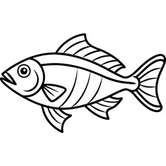 Minimalist Lanternfish Vector Line Art