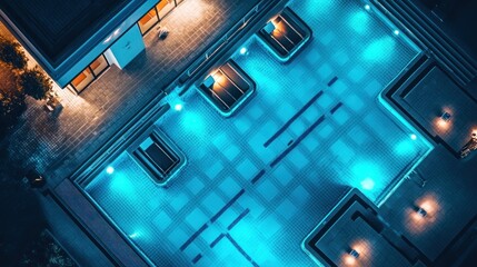 Obraz premium Rooftop Pool at Night